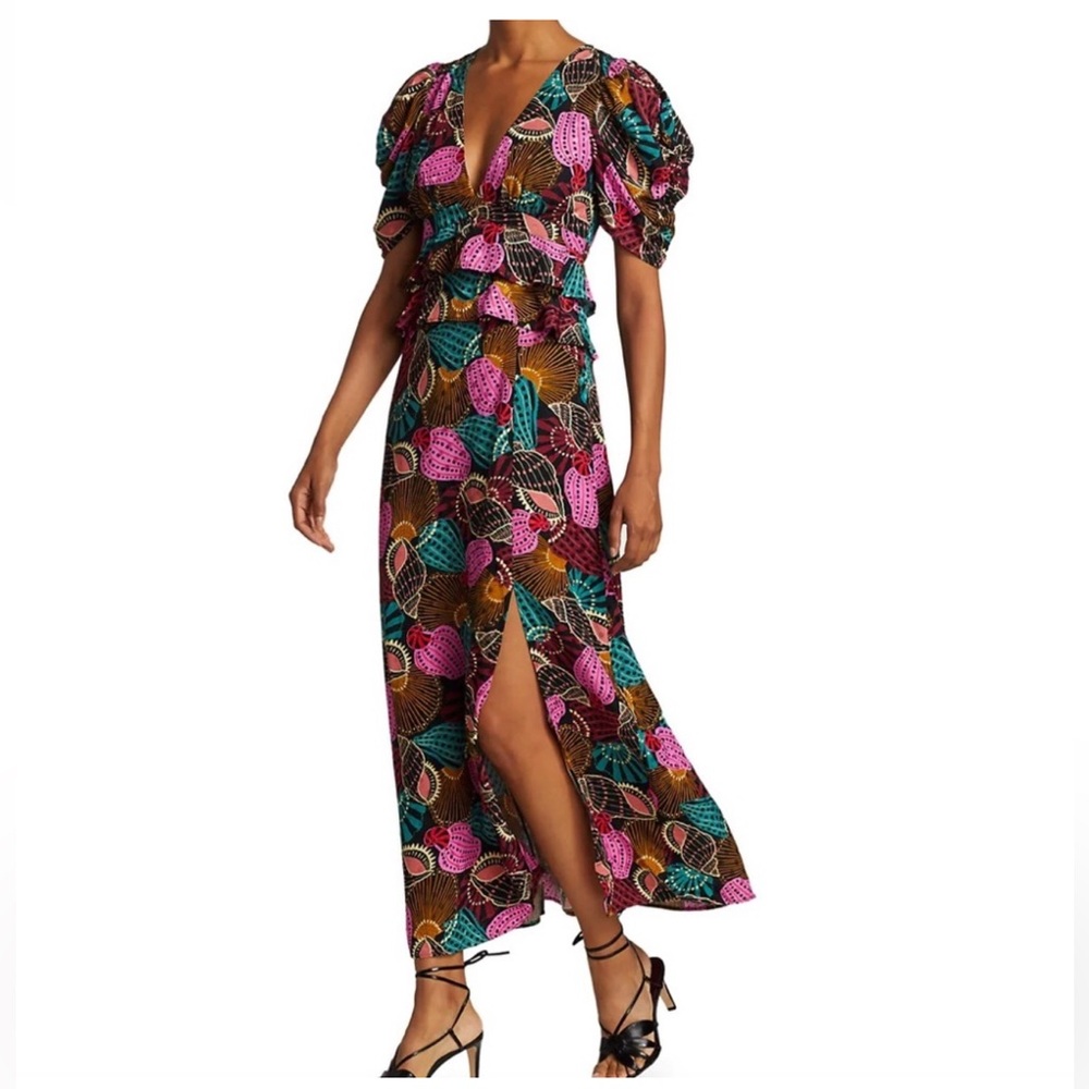 Farm Rio NWT Shell Mix Midi Dress Pink Size S